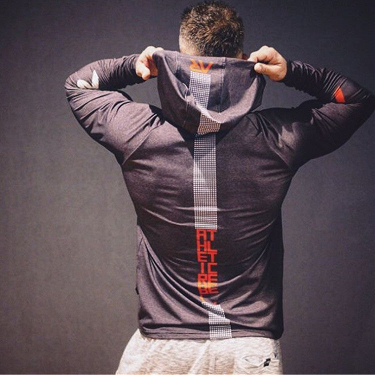 Moisture Wicking Hoodie Spring and Autumn Hooded T-shirt Male Brother Fitness Leisure Sports