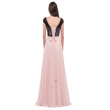 Formal Dresses & Gowns Women's Patchwork Evening Dress Sleeveless round-Neck Long Dress