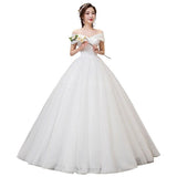 Women's Evening Dress Ball Gown Princess Quinceanera Wedding Dress Off-Shoulder Wedding Dress Simple and Thin Tulle Tutu Dress Women