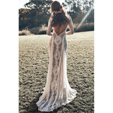 Bohemian Coachella Outfits Banquet round Neck Long Sleeve Printed Backless Lace