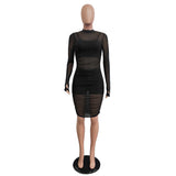 Nina Parker Black Dress Mesh Dress Vest Shorts Three-Piece Set