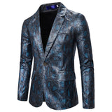 Bohemian Chic Wedding Guest Men Attire One-Button Suit Bronzing Python Print Suit Dress Costume