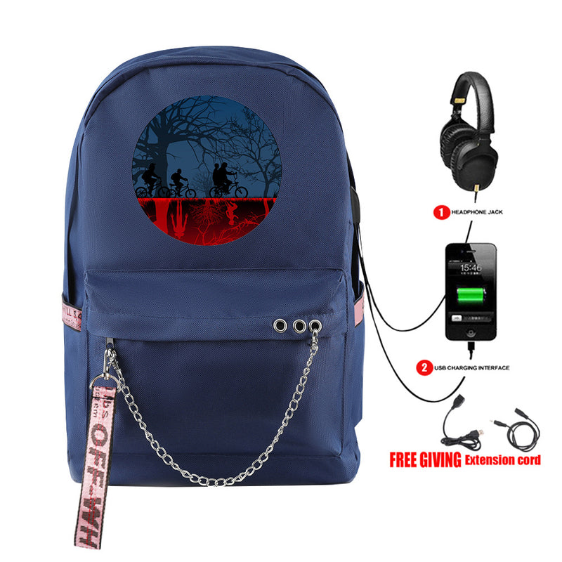 Stranger Things Hellfire Club Backpack Stranger Things Backpack USB Charging Backpack Student