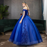 Women's Evening Dress Ball Gown Princess Quinceanera Wedding Dresses Royal Blue Off-Shoulder Wedding Dress Performance Tulle Tutu Dress Women
