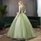 Women's Evening Dress Ball Gown Princess Quinceanera Wedding Dresses Fashion Long Army Green Two-Shoulder Colored Mesh Tutu Skirt
