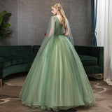Women's Evening Dress Ball Gown Princess Quinceanera Wedding Dresses Army Green Long Slimming Tutu Evening Gown