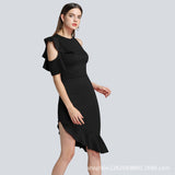 Cocktail Attire for Women off-the-Shoulder Ruffled Dress