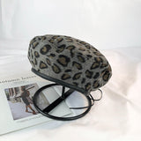 Leopard Fur Hat Elegant Retro Painter Cap