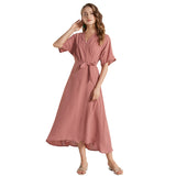 Mauve Dress Beach Dress V-neck Lace-up Beach Party Dress Dress