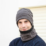 Men Winter Hats Hat Scarf Gloves Fleece-Lined Knitting Men Outdoor Keep Warm