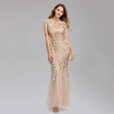Daisy Buchanan Dress Spring Summer Slim-Fit Mesh Sequins Evening Dress
