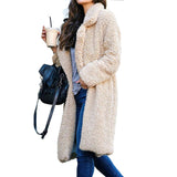 Women Winter Coats Fall Winter Coat Long Sleeve Lapel Female Plush Top Large Coat