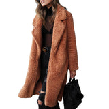 Women Winter Coats Fall Winter Coat Long Sleeve Lapel Female Plush Top Large Coat