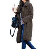 Women Winter Coats Fall Winter Coat Long Sleeve Lapel Female Plush Top Large Coat