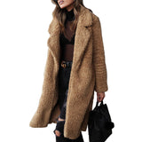 Women Winter Coats Fall Winter Coat Long Sleeve Lapel Female Plush Top Large Coat