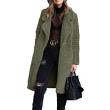 Women Winter Coats Fall Winter Coat Long Sleeve Lapel Female Plush Top Large Coat