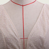 See through Wedding Dress Women's Long Sleeve Dress Long Dress Sexy, Deep V-neck and Backless Formal Dress