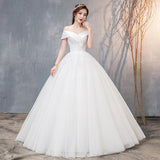 Women's Evening Dress Ball Gown Princess Quinceanera Wedding Dress Off-Shoulder Wedding Dress Simple and Thin Tulle Tutu Dress Women