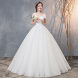 Women's Evening Dress Ball Gown Princess Quinceanera Wedding Dress Off-Shoulder Wedding Dress Simple and Thin Tulle Tutu Dress Women