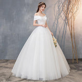Women's Evening Dress Ball Gown Princess Quinceanera Wedding Dress Off-Shoulder Wedding Dress Simple and Thin Tulle Tutu Dress Women