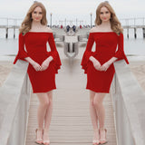 Homecoming Dresses Women's Ruffle Sleeve Dress Sexy Slim Dress Midi Dress