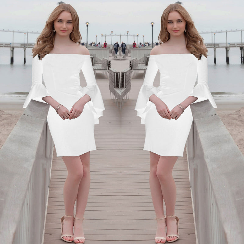 Homecoming Dresses Women's Ruffle Sleeve Dress Sexy Slim Dress Midi Dress