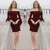 Homecoming Dresses Women's Ruffle Sleeve Dress Sexy Slim Dress Midi Dress