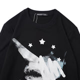GVC T Shirt Long Sleeve T-shirt Single Horn Shark Pattern Men's Cotton