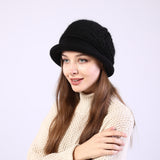 Women Winter Hats Knitted Rabbit Wool Soft Fashion Top Hat