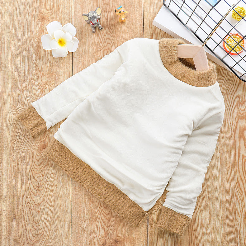 Boys Fair Isle Sweater Kids' Sweater Winter Mink Fur Baby Sweater