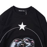 GVC T Shirt Spring and Autumn Long-Sleeved T-shirt Double-Headed Baboon Pattern Pure Cotton Men