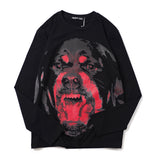 GVC T Shirt Spring and Autumn Long Sleeve T-shirt Red Dog Head Pattern Street Cotton Men's Clothing