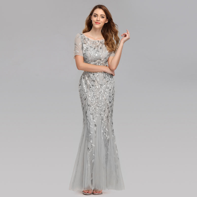 Daisy Buchanan Dress Spring Summer Slim-Fit Mesh Sequins Evening Dress