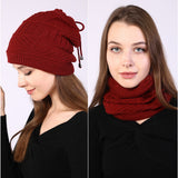 Women Winter Hats Winter Fleece-Lined Knitted Men's and Women's Set Earmuffs Hat