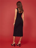 Dress Summer Square Collar Sheath Slim Slit Dress Milkmaid Dress