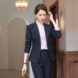 Women's Autumn Uniform Designs Formal Style Office Lady Bussiness Attire Work Suit Autumn and Winter Formal Suit Work Clothes Plaid Suit