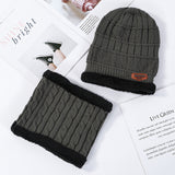 Mens Winter Hats Winter Fleece Lined Padded Warm Keeping Knitted Hat Twist Scarf