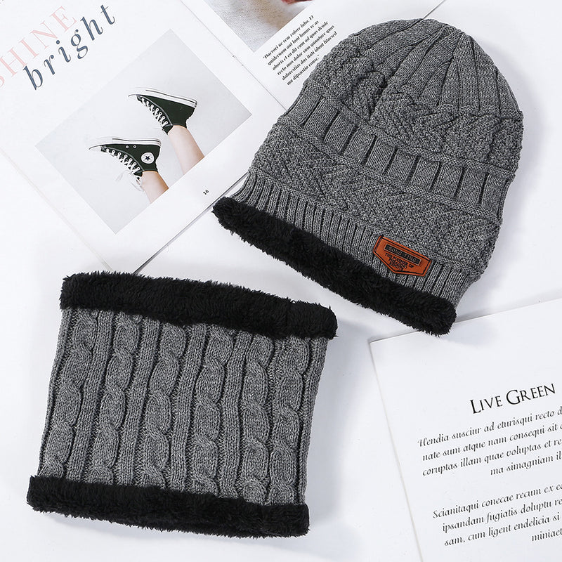 Mens Winter Hats Winter Fleece Lined Padded Warm Keeping Knitted Hat Twist Scarf