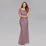 Daisy Buchanan Dress Spring Summer Slim-Fit Mesh Sequins Evening Dress