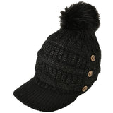 Women Winter Hats Women's Autumn and Winter Peaked Cap Big Fur Ball Knitted Woolen Cap