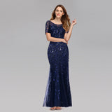 Daisy Buchanan Dress Spring Summer Slim-Fit Mesh Sequins Evening Dress