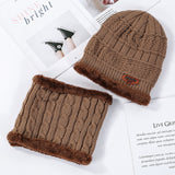 Mens Winter Hats Winter Fleece Lined Padded Warm Keeping Knitted Hat Twist Scarf