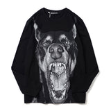 GVC T Shirt Long Sleeve T-shirt Giant Hellhound Pattern Men's Cotton