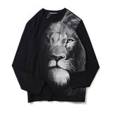 GVC T Shirt Half Face Lion Pattern Men's Cotton Loose 长袖T Shirt