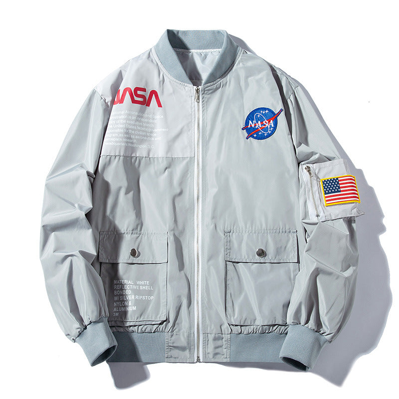 NASA Varsity Jacket Men's Hip Hop Street Air Force Pilot Jacket