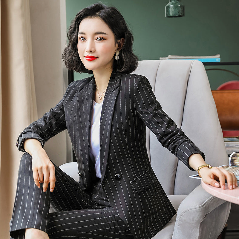 Women Autumn Uniform Designs Formal Style Office Lady Bussiness Attire Work Suit Autumn Workwear Two-Piece Set