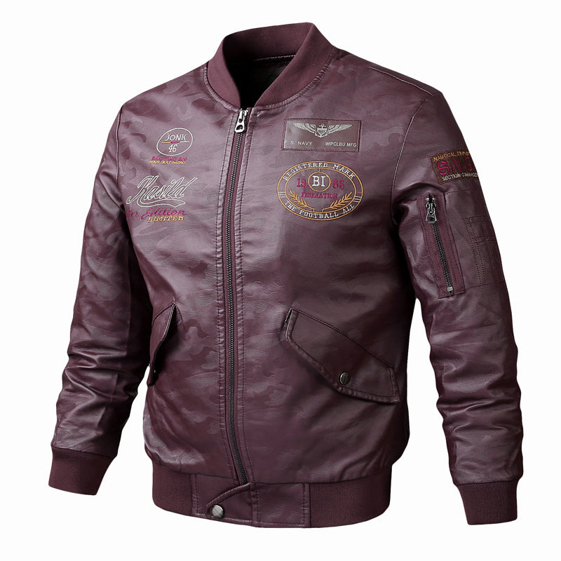 Graphic Leather Jacket Women Spring and Autumn Men's Leather Jacket Jacket Pu Casual Motorcycle Jacket Men