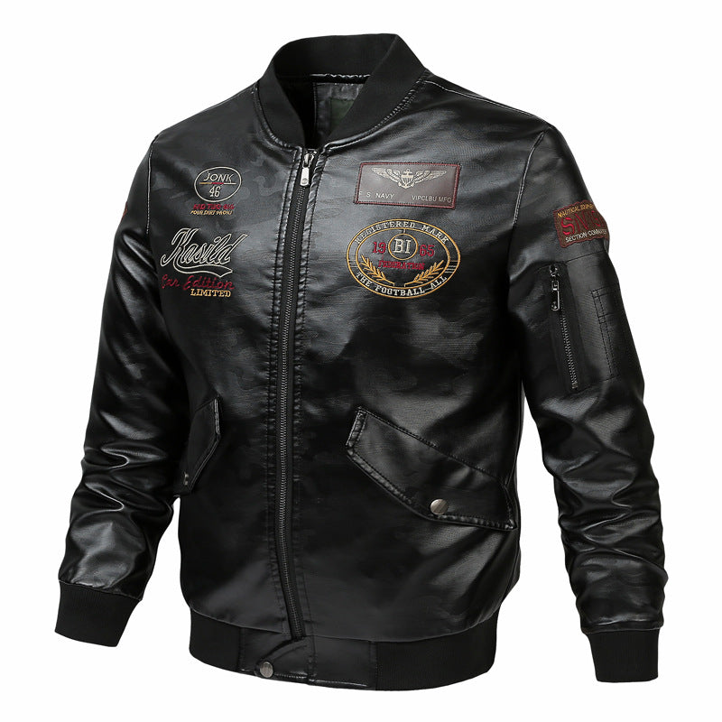 Graphic Leather Jacket Women Spring and Autumn Men's Leather Jacket Jacket Pu Casual Motorcycle Jacket Men