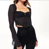Music Festivals Rave Outfits Girls Tops Autumn and Winter Women's Clothes Flared Sleeves T-shirt for Women
