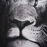 GVC T Shirt Half Face Lion Pattern Men's Cotton Loose 长袖T Shirt